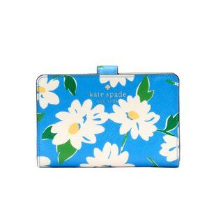 New Kate Spade Schuyler Charming Daisy Medium Bifold Wallet Tide Pool Multi